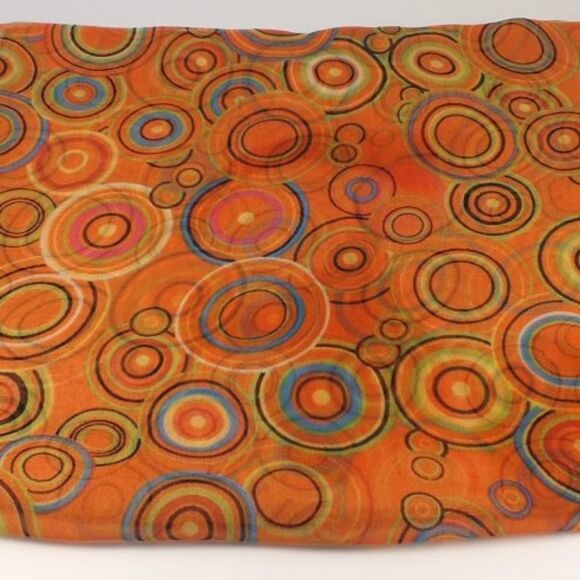 Orange Fashion Scarf with Multicolor Concentric Circle print - Picture 4 of 6